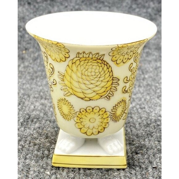 Andrea Porcelain Cache Sadek Chinoiserie Footed 5' Hand Painted Vase 3.25" Japan - Picture 3 of 9